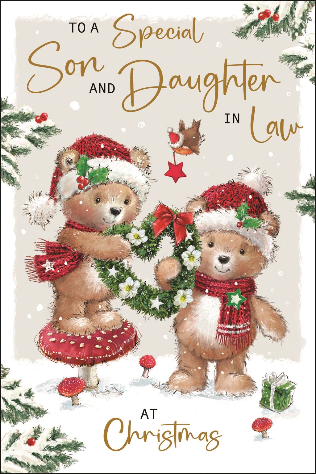 Son & Daughter in Law (wreath) - Christmas Card