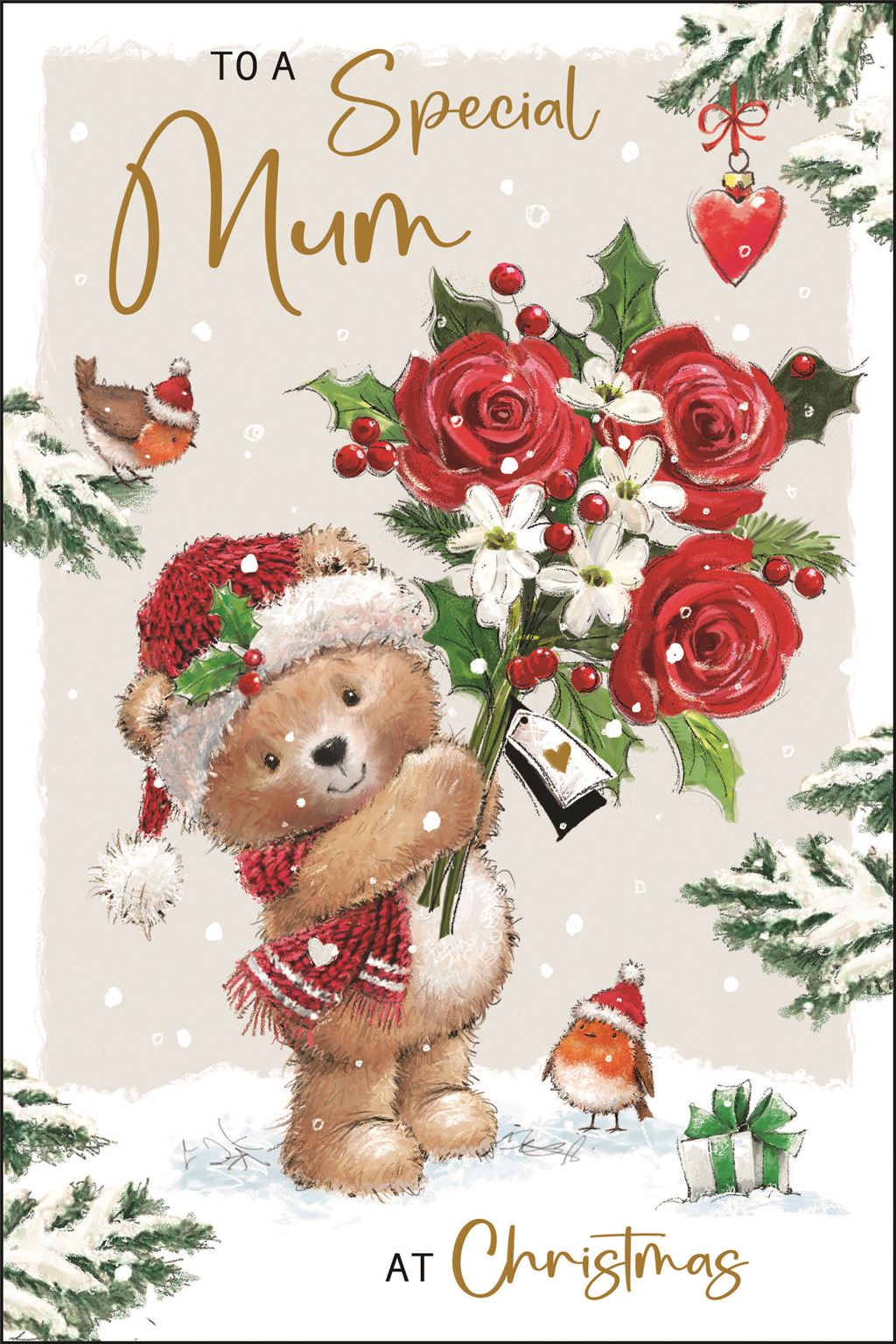 Mum (flowers) - Christmas Card