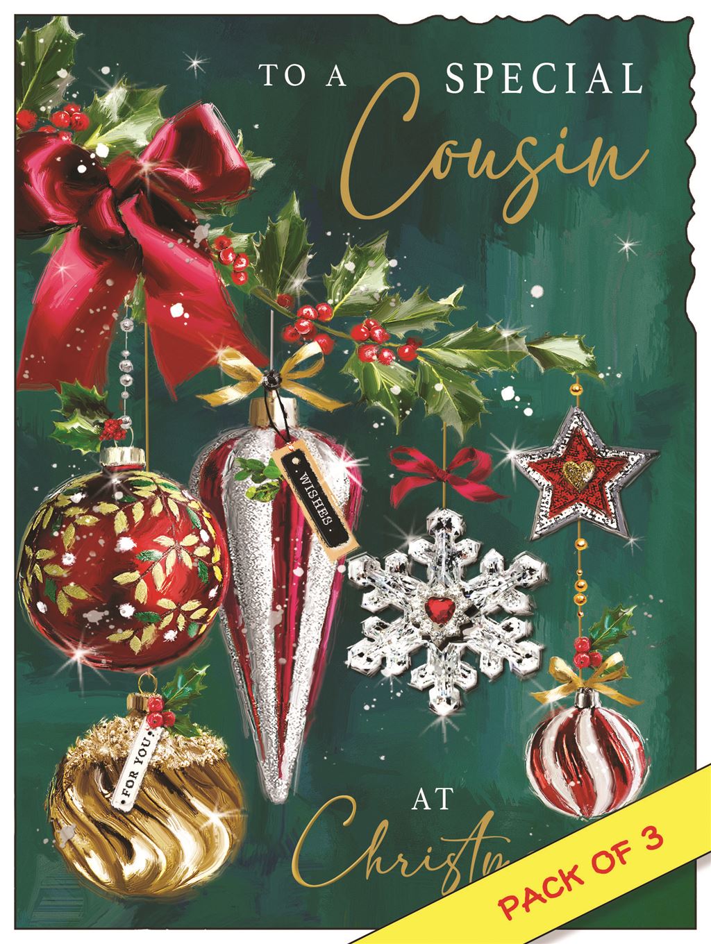 Cousin female (baubles) - Christmas Card