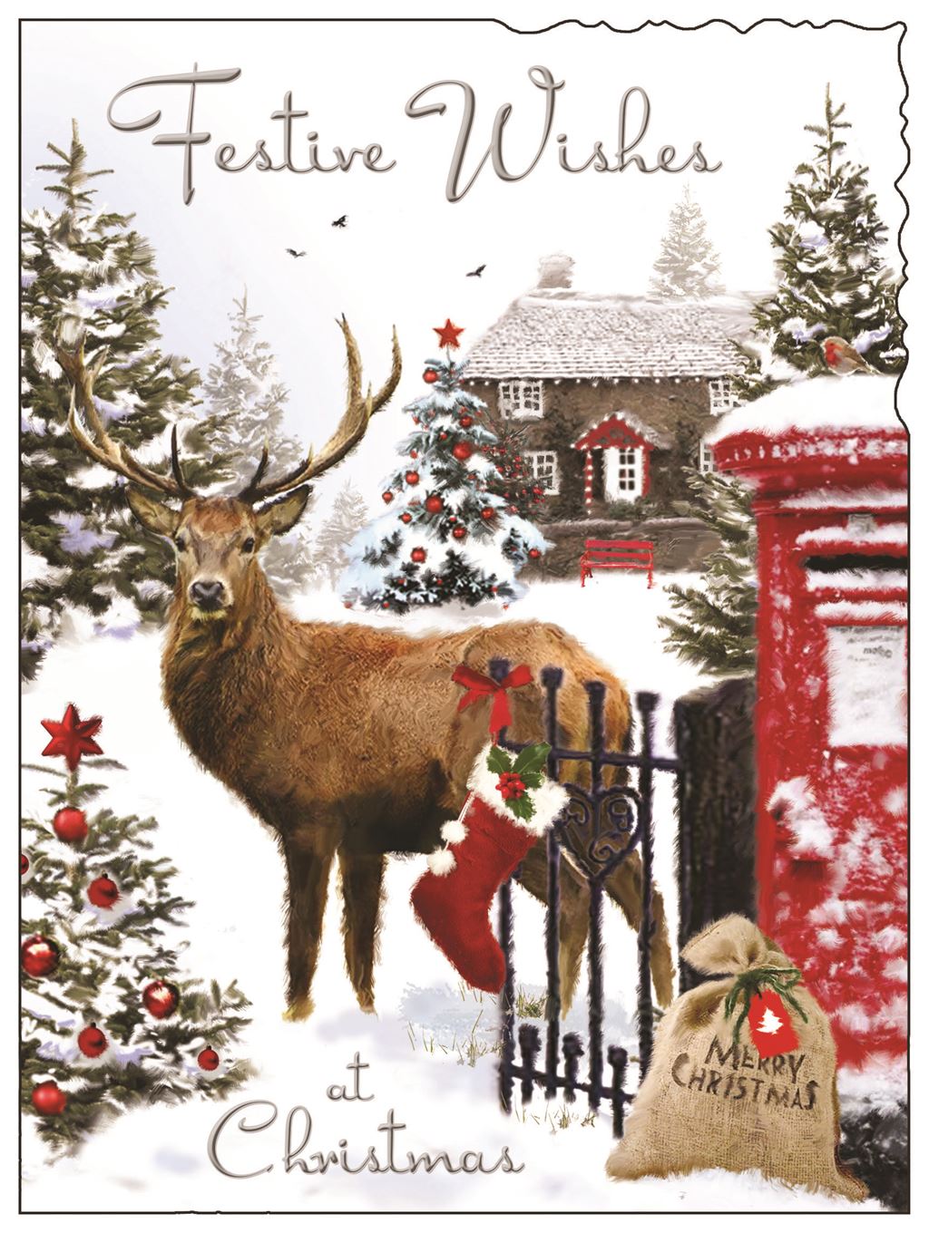 Festive Wishes (stag) - Christmas Card