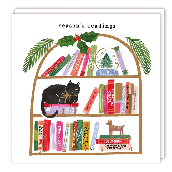 Bookshelf at Christmas Charity Cards - Pack of 5 - Christmas Cards
