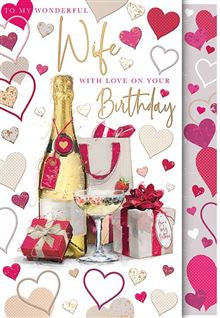 Beautiful Wife, Happy Birthday - Large Card - Birthday Card