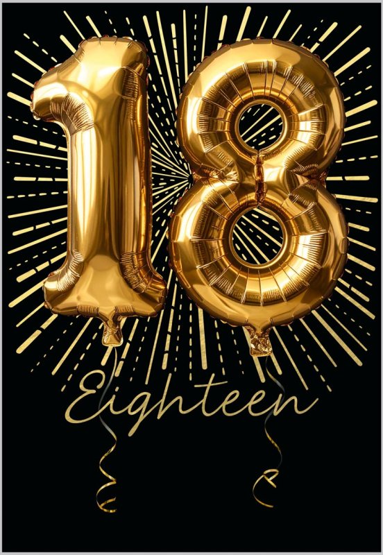 18th, Gold balloons Birthday - 18th Birthday Card