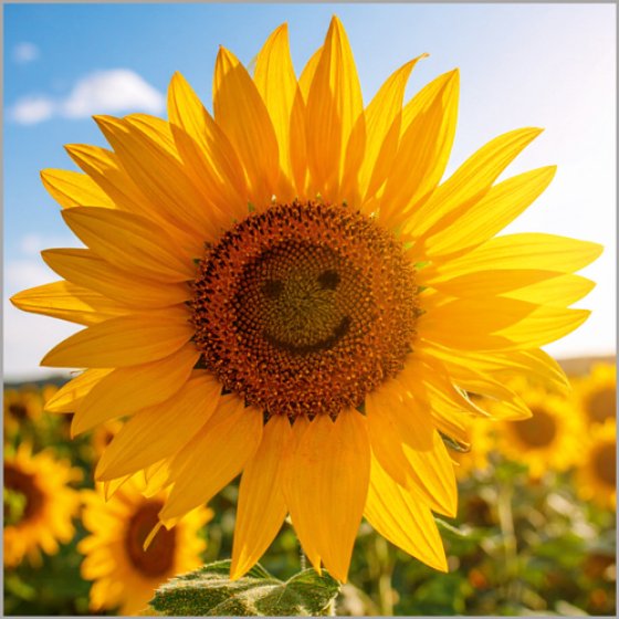 Smiling Sunflower - Pack 6 Blank, mini  Notelets
