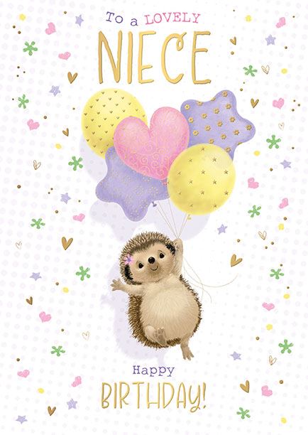 Hartley the Hedgehog Niece - Birthday Card
