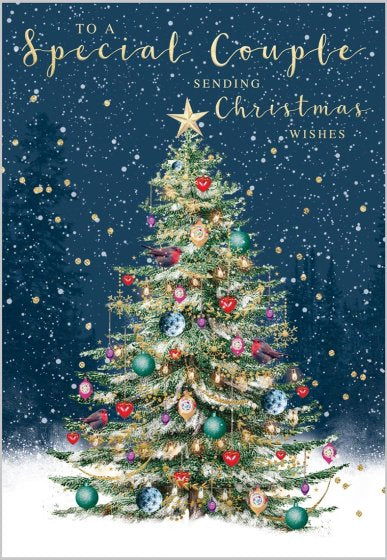 Special couple, decorated tree- Christmas card