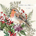 Robin in Foliage, friend -Christmas card