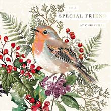 Robin in Foliage, friend -Christmas card