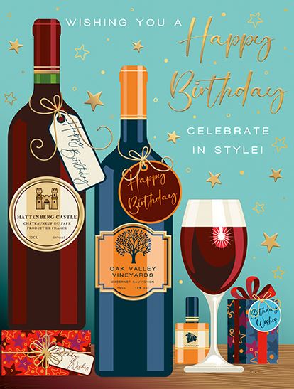 Happy Birthday, wine - Birthday card