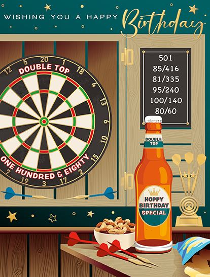 Happy Birthday, darts  - Birthday card