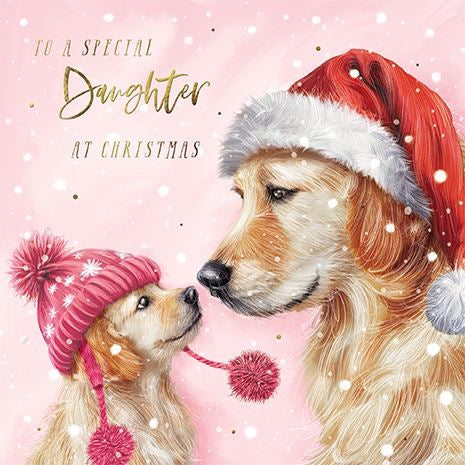 Two Cute Dogs, Daughter - Christmas card