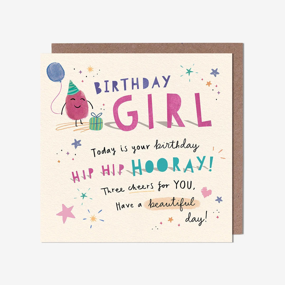 Birthday Girl Hip Hip Hooray - Birthday Card
