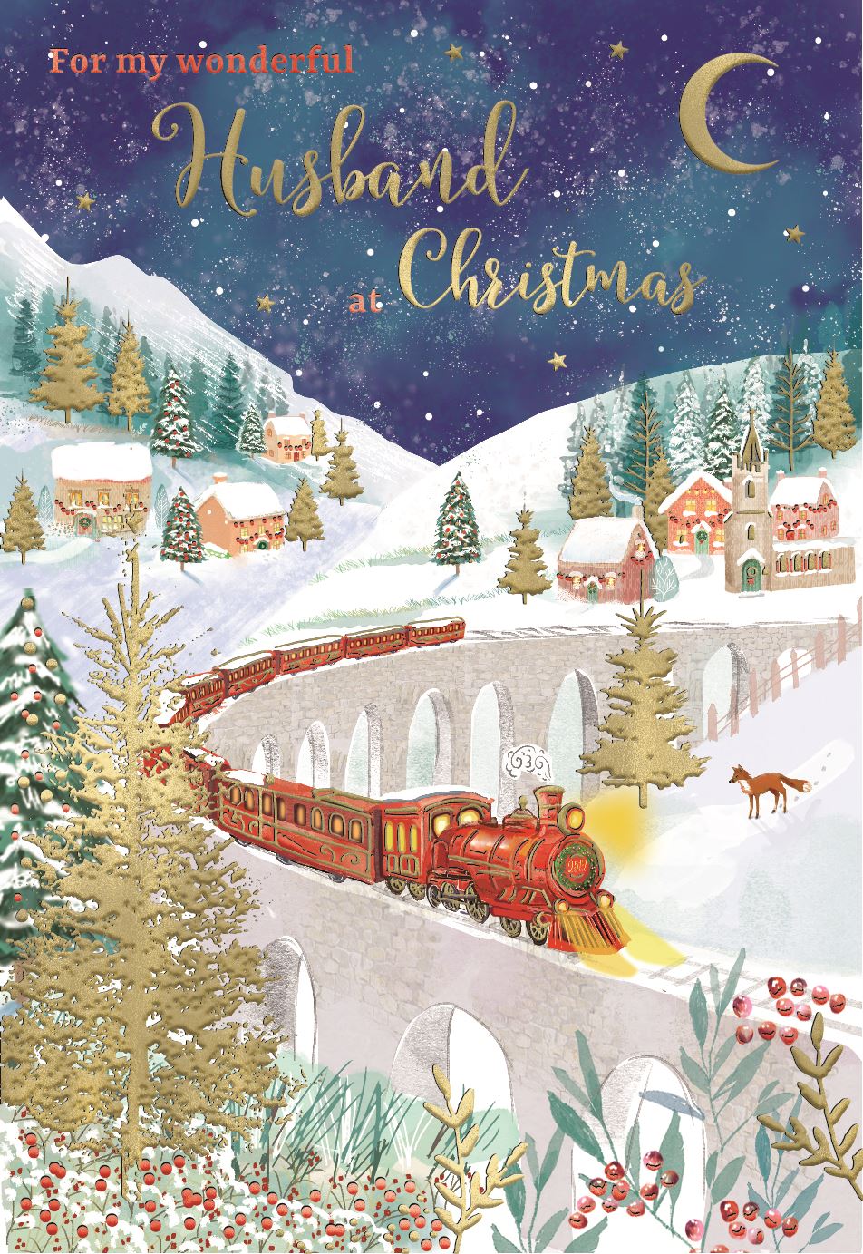 Husband, train - Christmas card
