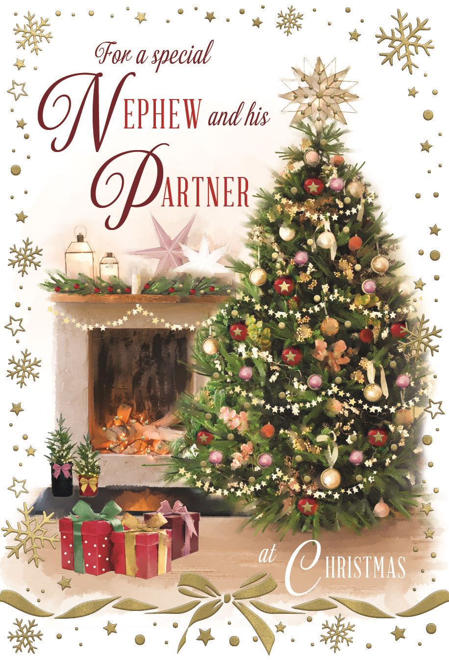 Nephew & his partner, tree - Christmas card
