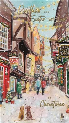 Brother and Sister-in-law, shopping  - Christmas card