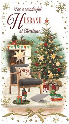 Husband, festive lounge  - Christmas card