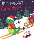 Grandson, skiing dinosaur - Christmas card