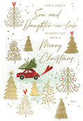 Son & Daughter-in-law, golden trees - Christmas card