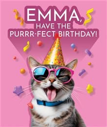 Purrrrfect Birthday, Emma- Birthday Card