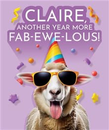 Fab-ewe-lous CLAIRE -Birthday Card