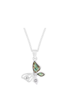 Silver crystal blue butterfly necklace - Indulgence Jewellery