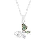 Silver crystal blue butterfly necklace - Indulgence Jewellery