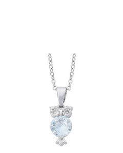 Rhodium CZ Crystal Owl Necklace - Indulgence Jewellery