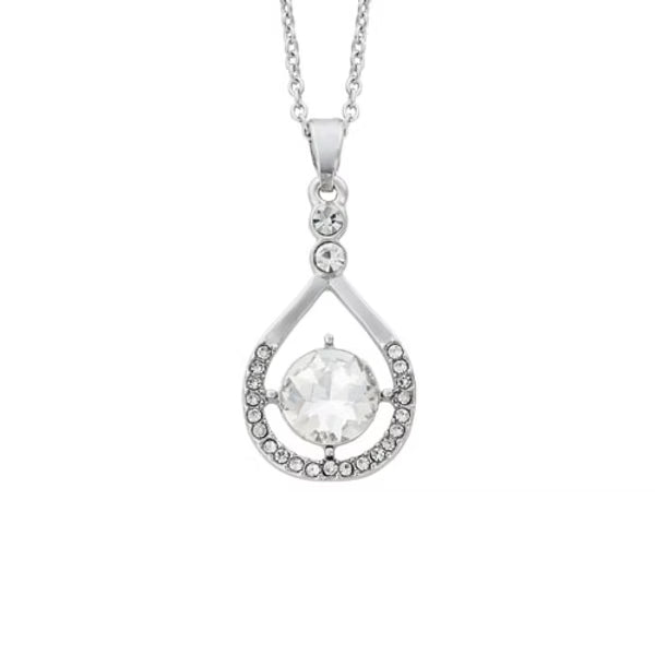 Rhodium Crystal Drop Necklace - Indulgence Jewellery