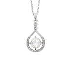 Rhodium Crystal Drop Necklace - Indulgence Jewellery