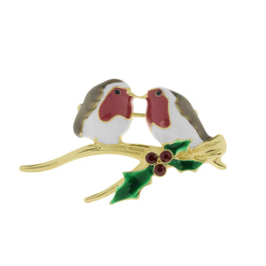 Two Robins Brooch