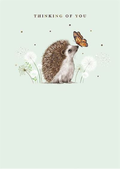 Hedgehog & Butterfly - Thinking of You Card