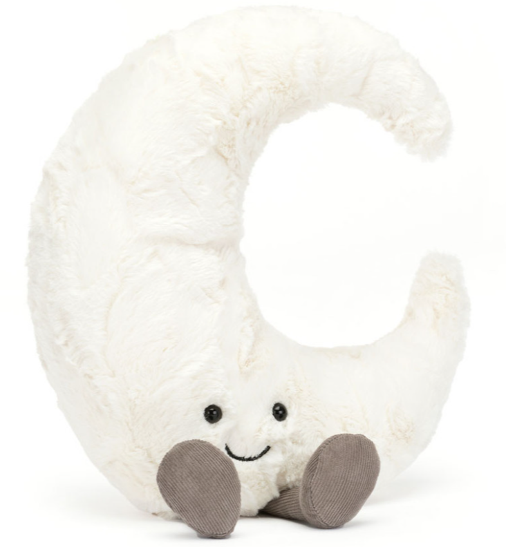 Official Jelly cat amuseables collection, this cuddly, cute white crescent moon plsuh toy from Jellycat is perfect for babies, toddlers, children teenagers and adults of  all ages