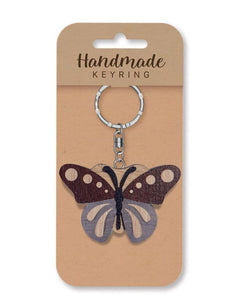Two-toned butterfly wooden keyring
