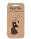 Cat wooden keyring