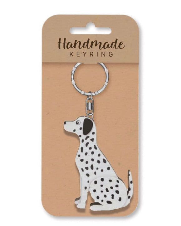 Dalmation dog wooden keyring
