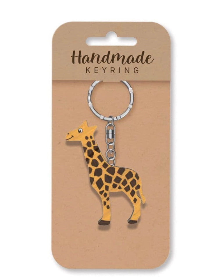 Giraffe wooden keyring