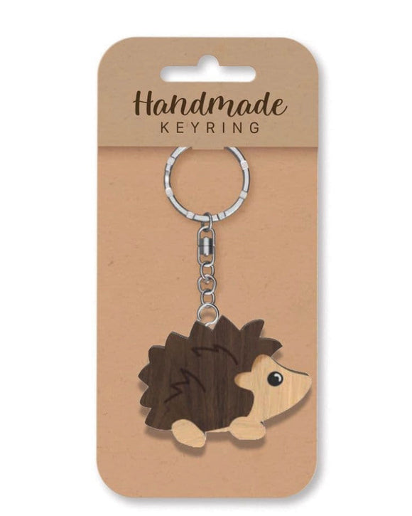 Hedgehog wooden keyring