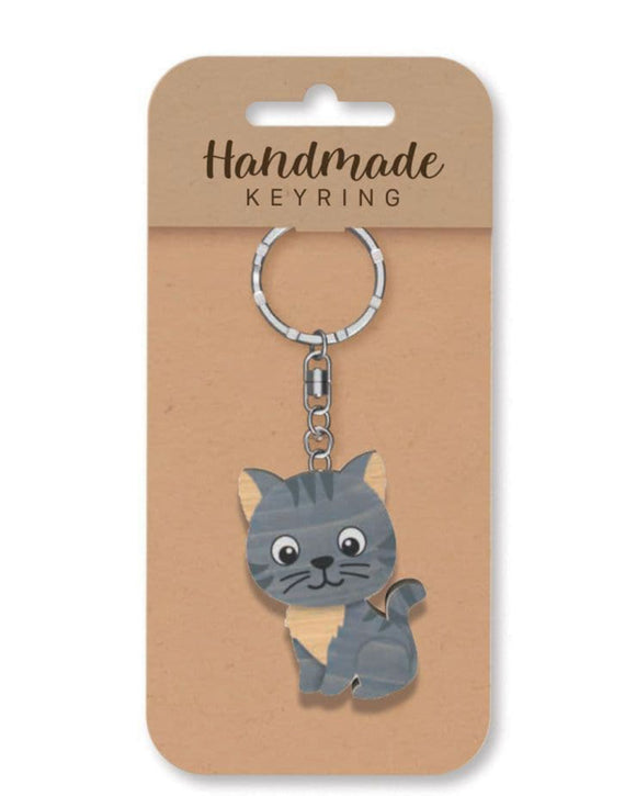 Kitten wooden keyring