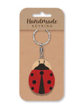 Ladybird wooden keyring