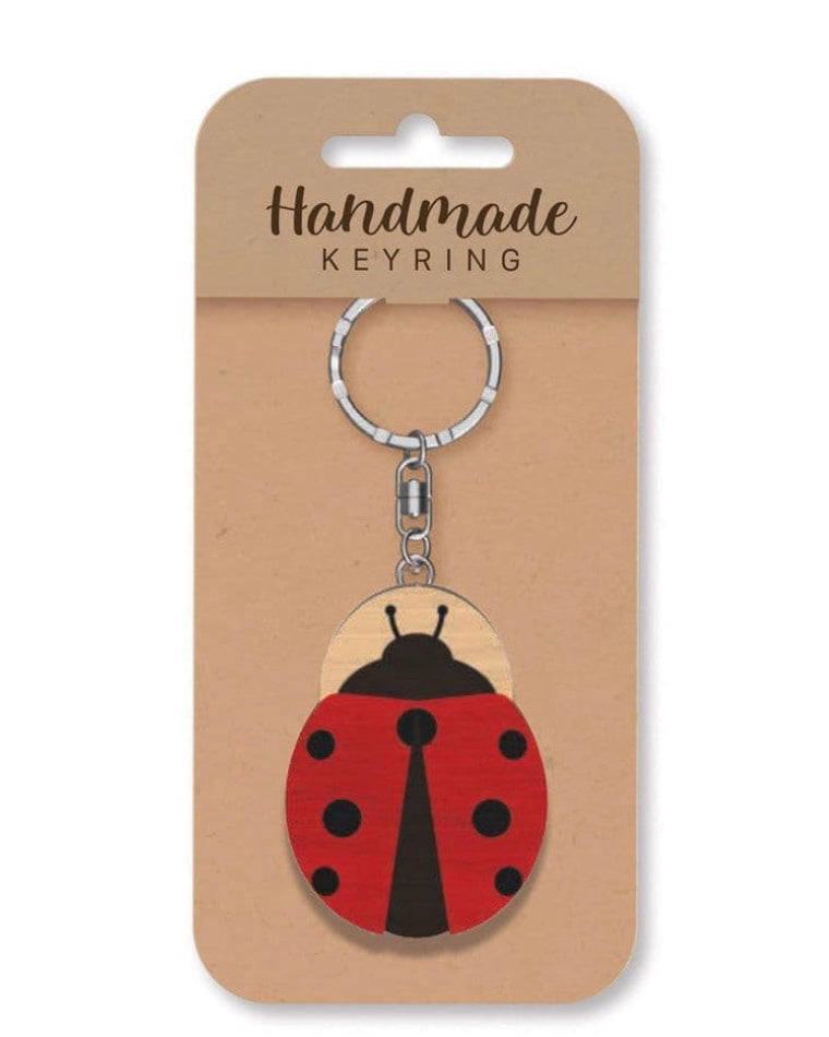 Ladybird wooden keyring