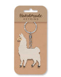 Llama wooden keyring