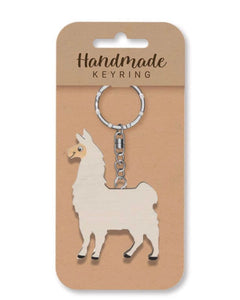 Llama wooden keyring