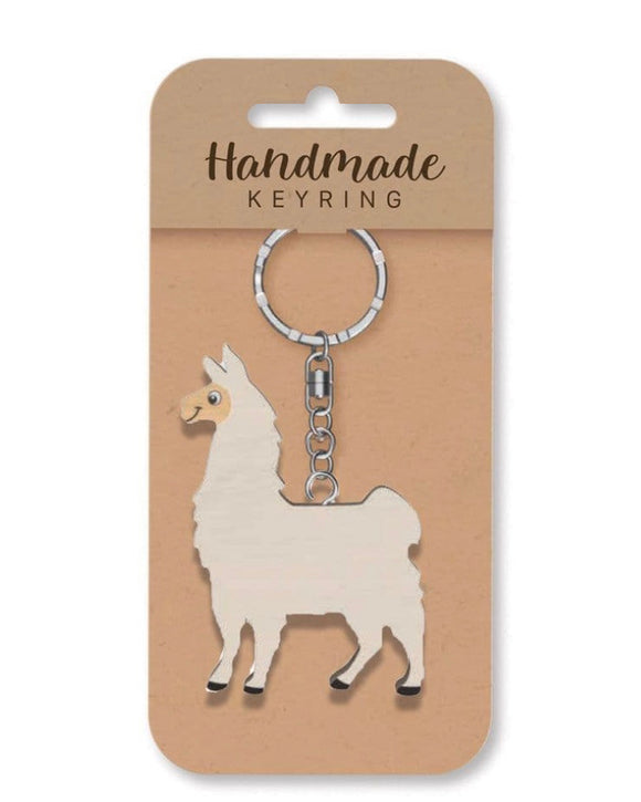 Llama wooden keyring