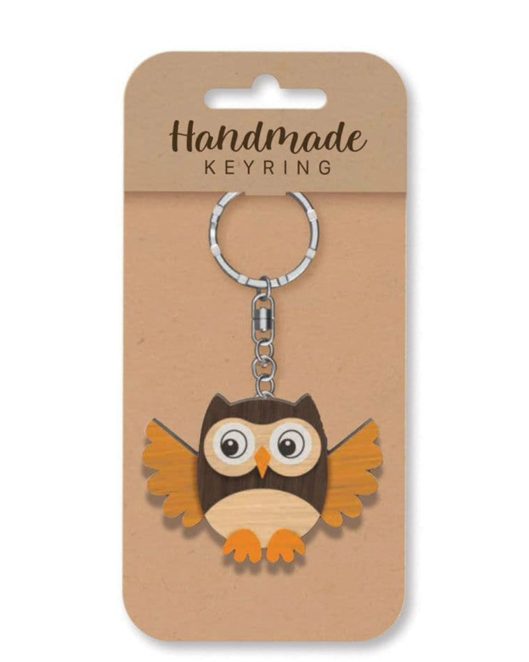 Owl 3  wooden keyring
