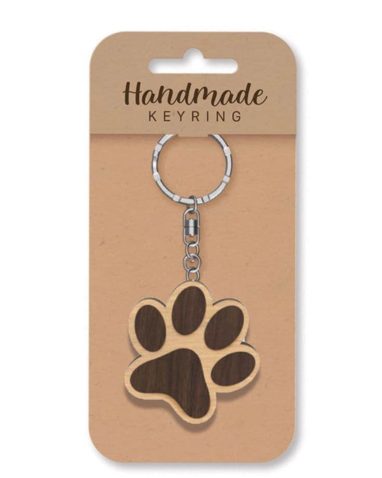Pawprint wooden keyring
