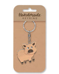 Pig wooden keyring