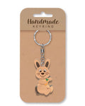 Rabbit wooden keyring