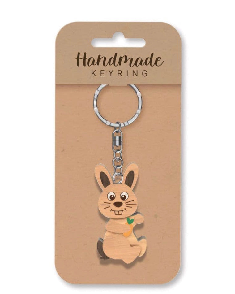 Rabbit wooden keyring