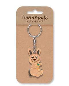 Rabbit wooden keyring