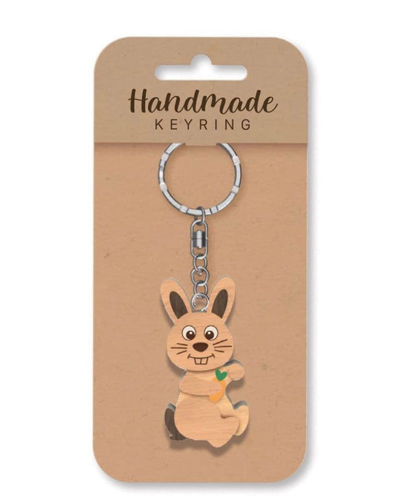 Rabbit wooden keyring
